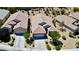 Scenic aerial view of a well-landscaped home with a two-car garage and desert landscaping at 2535 Jada Dr, Henderson, NV 89044