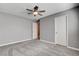 Bedroom with a ceiling fan and carpeted floors at 262 Calvino Ave, Las Vegas, NV 89183