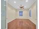 Bedroom featuring hardwood floors, recessed lighting, and windows with plantation shutters at 2899 Brook Trout Ct, Henderson, NV 89052