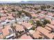 Panoramic view showcasing a community with red-tiled roofs and meticulously maintained landscaping under a bright sky at 317 Brent Ct, Henderson, NV 89074