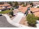 Aerial view of the property displaying the manicured landscaping and long driveway at 317 Brent Ct, Henderson, NV 89074
