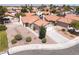 Aerial view of the charming home showcasing its well-maintained landscaping and neighborhood at 317 Brent Ct, Henderson, NV 89074