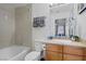 Cozy bathroom featuring a tub and shower combination, as well as a granite countertop at 4200 S Valley View Blvd # 1120, Las Vegas, NV 89103