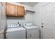 Laundry area with a washer and dryer hook up, adjacent to a white door at 426 Lost Trail Dr, Henderson, NV 89014