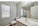 Bathroom featuring a vanity, toilet, mirror, and shower with tub at 5732 Hornbrook St, North Las Vegas, NV 89031
