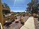 Landscaped front yard with stone details, planter boxes, and a walkway at 9816 Villa Ridge Dr, Las Vegas, NV 89134