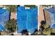 Birds-eye view of the home's unique blue tiled roof and proximity to mature landscaping at 2124 Willowbury Dr # D, Las Vegas, NV 89108