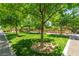 Picturesque park area with mature shade trees, benches, green grass and walking paths at 3058 Casarano Ct, Henderson, NV 89044