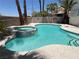 Inviting pool and spa combination, with tropical landscaping, offering a private retreat at 3679 Funston Way, Las Vegas, NV 89129