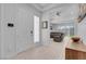Inviting entryway featuring wood-look flooring and views of the living area at 369 Old Erie Pl, Henderson, NV 89011