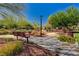 Community park featuring benches, picnic tables, mature landscaping, and paved walking paths at 3949 Amanda Bay Ave, North Las Vegas, NV 89081