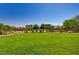 Expansive grassy area in a community park with walking paths, mature landscaping, and covered seating at 3949 Amanda Bay Ave, North Las Vegas, NV 89081