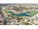 Aerial view of the neighborhood, highlighting golf course, water features, and manicured landscaping at 5221 Crooked River Cir, Las Vegas, NV 89149