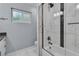 Elegant bathroom with a tub-shower combo and modern fixtures offers a clean and refreshed space at 5486 Alfred Dr, Las Vegas, NV 89108