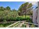 View of the lush backyard with greenery and the golf course at 572 Tam O Shanter, Las Vegas, NV 89109