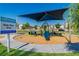 Play Area with modern playground equipment and shade cover in a planned community at 6953 Midnight Bronze St, North Las Vegas, NV 89086