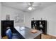 Bedroom with a ceiling fan and a view from the window makes a perfect office at 7950 W Flamingo Rd # 1042, Las Vegas, NV 89147