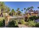 The community pool area is surrounded by palm trees and lush greenery creating a resort-like atmosphere at 7950 W Flamingo Rd # 1042, Las Vegas, NV 89147