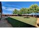 Spacious backyard with trees, a seating area, and a well-maintained lawn at 12992 State Hwy 160, Las Vegas, NV 89161