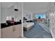Bright main bedroom features modern decor, a large window with a view, and an adjacent kitchenette area at 145 E Harmon Ave # 3705, Las Vegas, NV 89109
