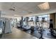 Well-equipped gym featuring treadmills and weight machines with expansive windows and city views at 150 Las Vegas Blvd # 1716, Las Vegas, NV 89101