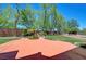 Inviting backyard with patio, grassy area, and a decorative water feature at 229 N Buteo Woods Ln, Las Vegas, NV 89144