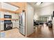 Open concept kitchen with stainless steel appliances and a seamless transition to the living area at 2851 S Valley View Blvd # 1071, Las Vegas, NV 89102