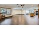 Open living room features tile floors, ceiling fans, recessed lighting and an open floor plan at 3557 Wayne Cir, Las Vegas, NV 89121