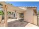 Covered patio with ceiling fan, plus sliding glass door access to the house at 3640 Shanagolden St, Las Vegas, NV 89129