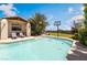 Sparkling pool with a spa offers a tranquil backyard retreat complete with loungers and desert landscaping at 9385 Mohawk St, Las Vegas, NV 89139