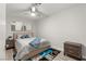 Bedroom with a large bed, modern rug, wood-look floors, and two nightstands at , Las Vegas, NV 89101