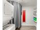 Convenient laundry area with full-size washer and dryer and built-in shelving at , Las Vegas, NV 89101
