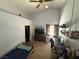 This bedroom has a ceiling fan, a window, vaulted ceiling, and a closet at , Las Vegas, NV 89145