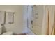 Bathroom featuring tile floors, toilet, and a bathtub/shower combo with tile surround at 225 Pecos Way, Las Vegas, NV 89121