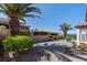 Lush backyard featuring palm trees and privacy landscaping at 2755 Darby Falls Dr, Las Vegas, NV 89134