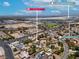 An aerial view showing the property in relation to nearby landmarks like the airport at 2821 Moon Cir, Las Vegas, NV 89120
