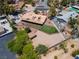 A bird's eye view of the home's lush backyard, complete with a covered patio at 2821 Moon Cir, Las Vegas, NV 89120