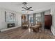 The fireplace in this living room is surrounded by an ornate fireplace at 2821 Moon Cir, Las Vegas, NV 89120