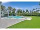 Expansive backyard with a pool, spa, lush grass, and mature trees, ideal for entertaining at 324 Park Way, Las Vegas, NV 89106