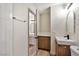 Bathroom featuring tile shower and vanity with a dark faucet at 5004 Celebrity Cir, Las Vegas, NV 89119