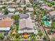 Expansive aerial view of home showcasing backyard, lush landscaping, and neighborhood at 1145 Glacier Park Ct, Henderson, NV 89052