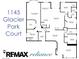 Detailed floor plan showcasing the layout of the home's rooms and dimensions at 1145 Glacier Park Ct, Henderson, NV 89052