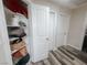 Linen closet with shelving holding towels, blankets, and other household items at 6922 Majestic Palm Dr, Las Vegas, NV 89122