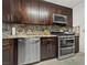 Modern kitchen featuring stainless steel appliances, a dishwasher, and elegant wood cabinetry at 7952 Lonette Ave, Las Vegas, NV 89147