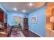 Comfortable home office with desk, leather chair and good lighting at , Las Vegas, NV 89122