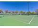 Well-maintained tennis courts with lighting for evening play, surrounded by mature trees and landscaping at 10325 Sweet Fennel Dr, Las Vegas, NV 89135