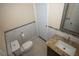 Bathroom featuring sink, toilet, tile floors, and granite countertops at 1340 Lucky St, Las Vegas, NV 89104
