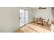 Dining area with a sliding glass door, and modern ceiling fan at 1608 June Ave, North Las Vegas, NV 89032