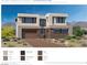 Modern two-story home in desert landscape with a two-car garage featuring dark bronze trim at 4846 Shady Ridge Dr, Las Vegas, NV 89135
