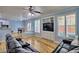 Spacious living room features built-in shelving and cabinets, and lots of natural light at 7728 Whispering River St, Las Vegas, NV 89131